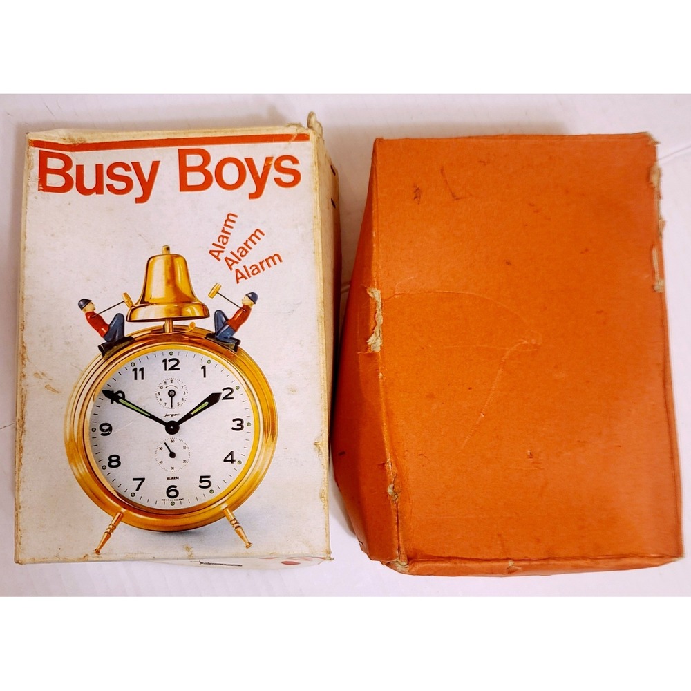 Vintage Working Bradley Busy Boys Mechanical Alarm Clock Green Yellow VIDEO‎